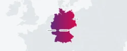 Map of Germany showing Bruton locations in Berlin, Frankfurt and Wiesbaden
